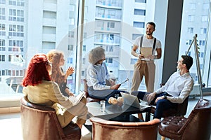 A group of caucasian people at the business conference