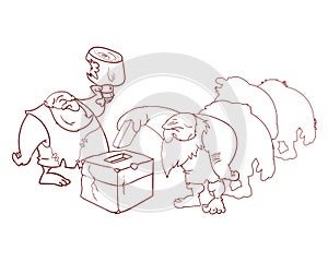 Group of cavemen voting