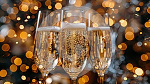 Group of Champagne Glasses Filled With Champagne