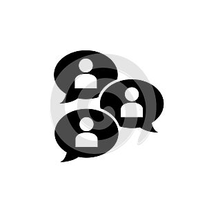 Group chat bubbles or forum discussion with multiple people chatting flat vector icon for apps websites