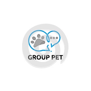 Group chat pet logo vector concept, icon, element, and template for company