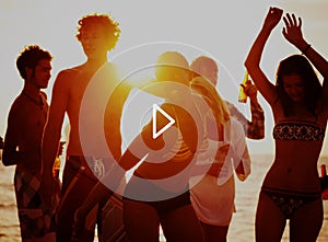 Group of Cheerful People Partying on a Beach