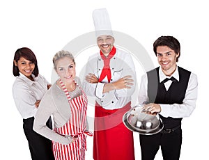 Group of chef and waiters