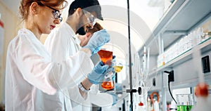 Group of chemistry students working in laboratory