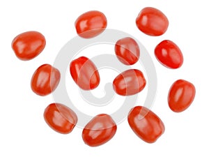Group of cherry tomatoes isolated on white background
