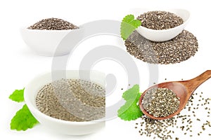 Group of chia seeds isolated over a white background