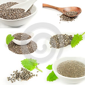 Group of chia seeds isolated over a white background