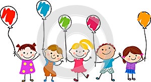 Group of children and balloon photo