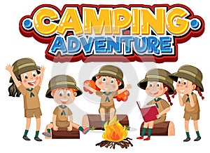 Group of children camping out