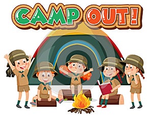 Group of children camping out