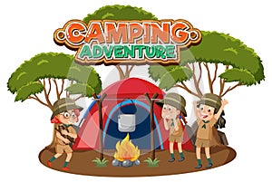 Group of children camping out