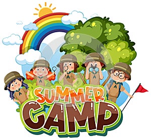 Group of children camping out