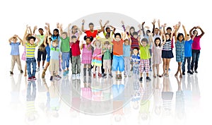 Group of Children Celebrating Friendship Cheerful Concept