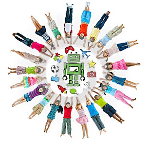 Group of Children Circle with Hobby Symbols photo