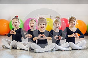 A group of children in dance classes. The concept of sport, education, childhood, hobbies and dance