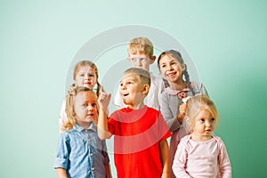 Group of children enjoing and singing song together