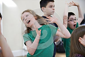 Group Of Children Enjoying Drama Class Together