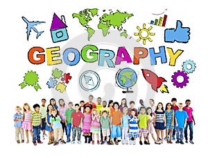 Group of Children and Geography Concept