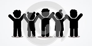 Group of children holding hands icon