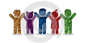 Group of children holding hands icon