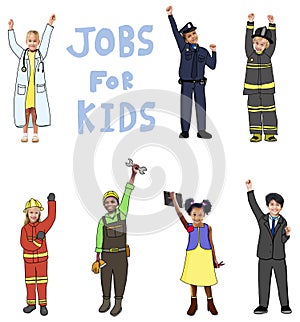 Group of Children in Jobs for Kids Concept