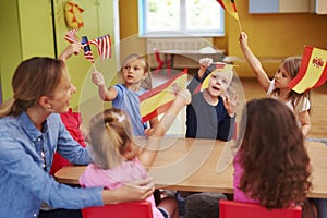 Group of  children learning languages