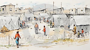 A group of children live in a refugee camp