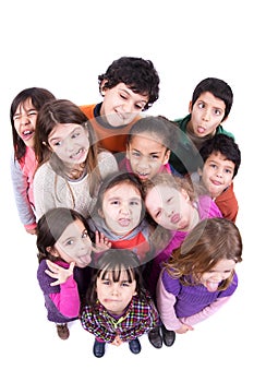 Group of children making faces