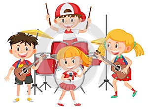 Group of children music band