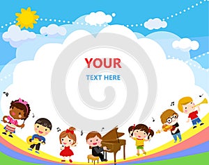 Group of children and music collection