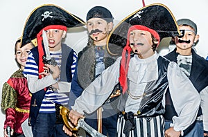 Group of children in pirate costumes