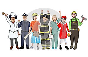 Group of Children with Professional Occupation Concept