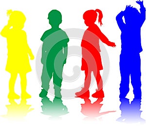 Group of children's silhouettes