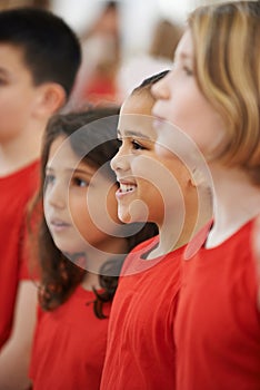 Group Of Children Singing In Choir Together photo