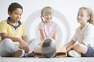 Children during first aid training