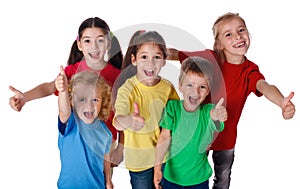Group of children with thumbs up sign