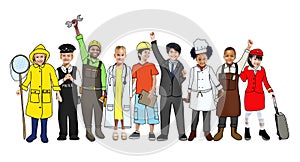 Group of Children with Various Occupations Concept photo