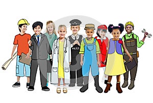 Group of Children with Various Occupations Concept photo
