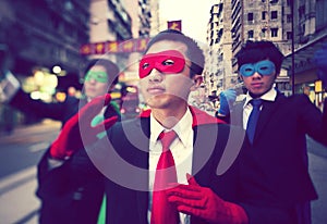 Group of Chinese Ethnicity Business Superheroes