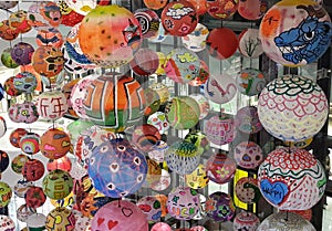 A group of Chinese lantern hanging on Happy new year