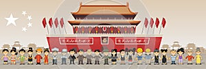 Group of chinese people in front of Forbidden city in Beijing , China