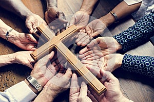 Group of christianity people praying hope together