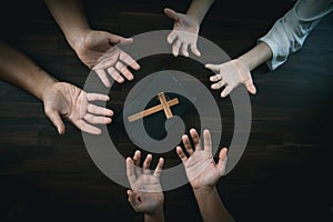Group of christianity people praying hope together, Christians  concept