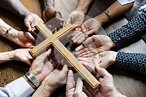 Group of christianity people praying hope together photo