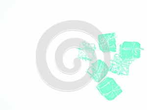 Group of christmas Aqua Menthe gifts isolated on white background