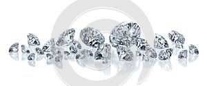 Group of diamonds  on a white background photo