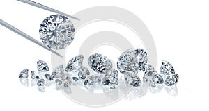 Group of diamonds on a white background photo