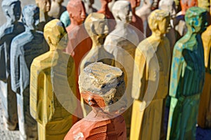 Group of Clay People Standing Together. Generative AI.