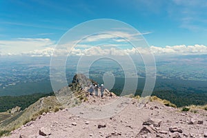 A group of climbers ascending a mountain