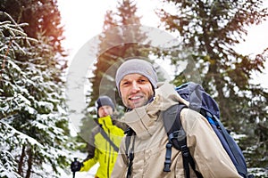 A group of climbers in the mountains.